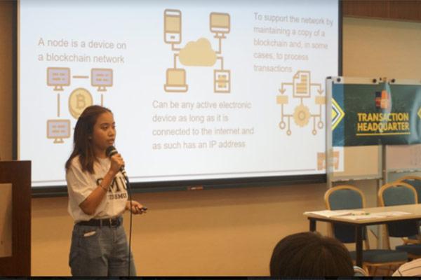 Photo of student presenting